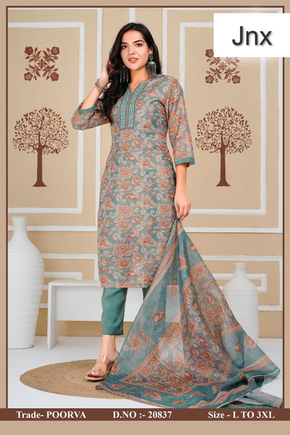 Poorva Jnx Tissue Readymade Pant Style Suits Supplier Ahmedabad