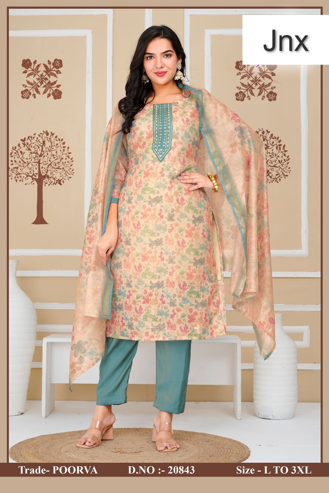 Poorva Jnx Tissue Readymade Pant Style Suits Supplier Ahmedabad
