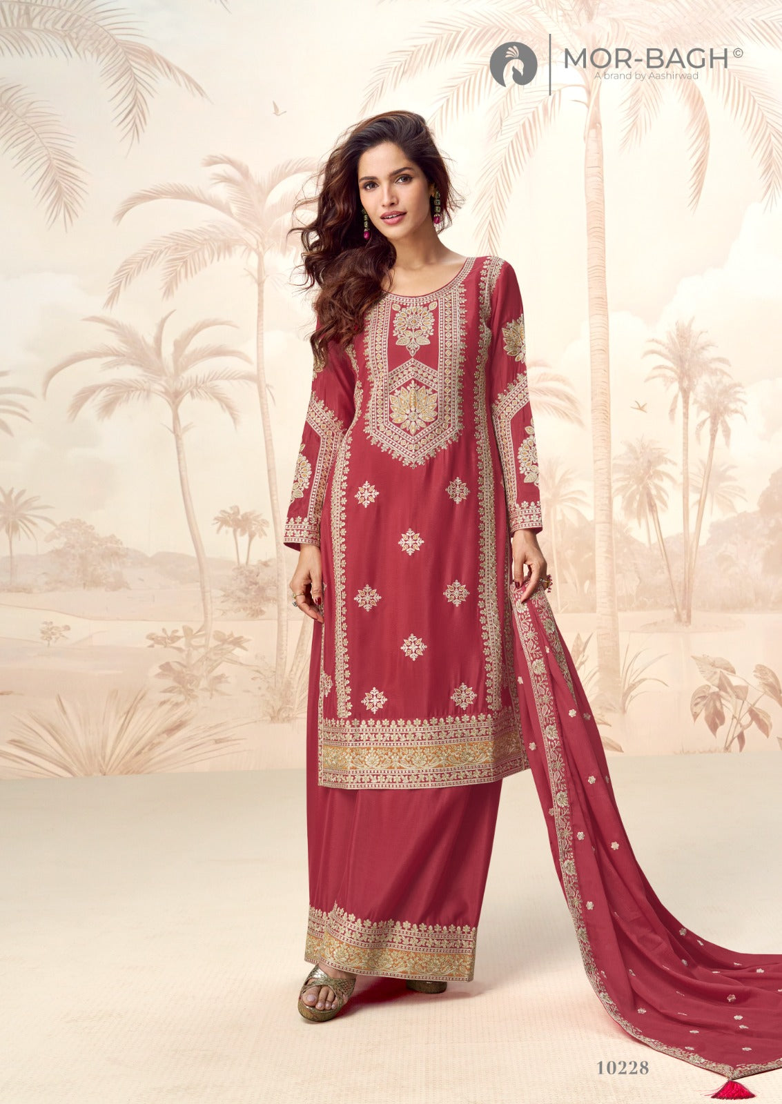Poorva Mor Bagh Chinon Silk Readymade Plazzo Style Suits Manufacturer