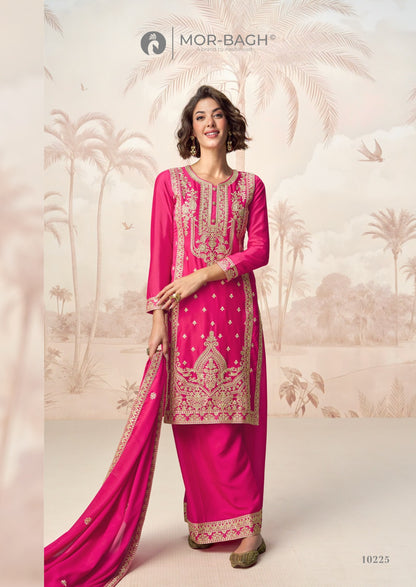 Poorva Mor Bagh Chinon Silk Readymade Plazzo Style Suits Manufacturer