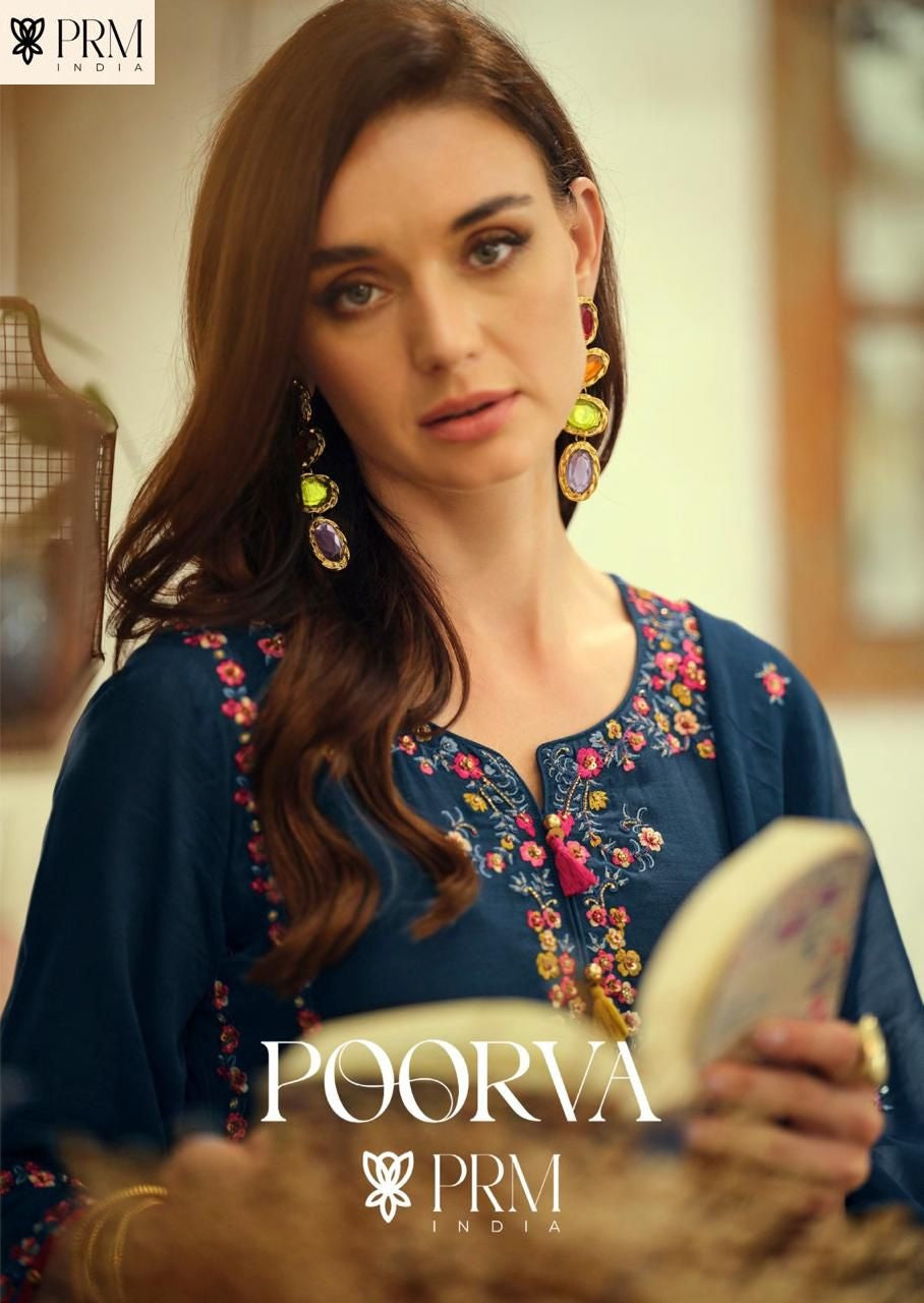 Poorva Prm India Mul Chanderi Readymade Pant Style Suits Exporter Gujarat