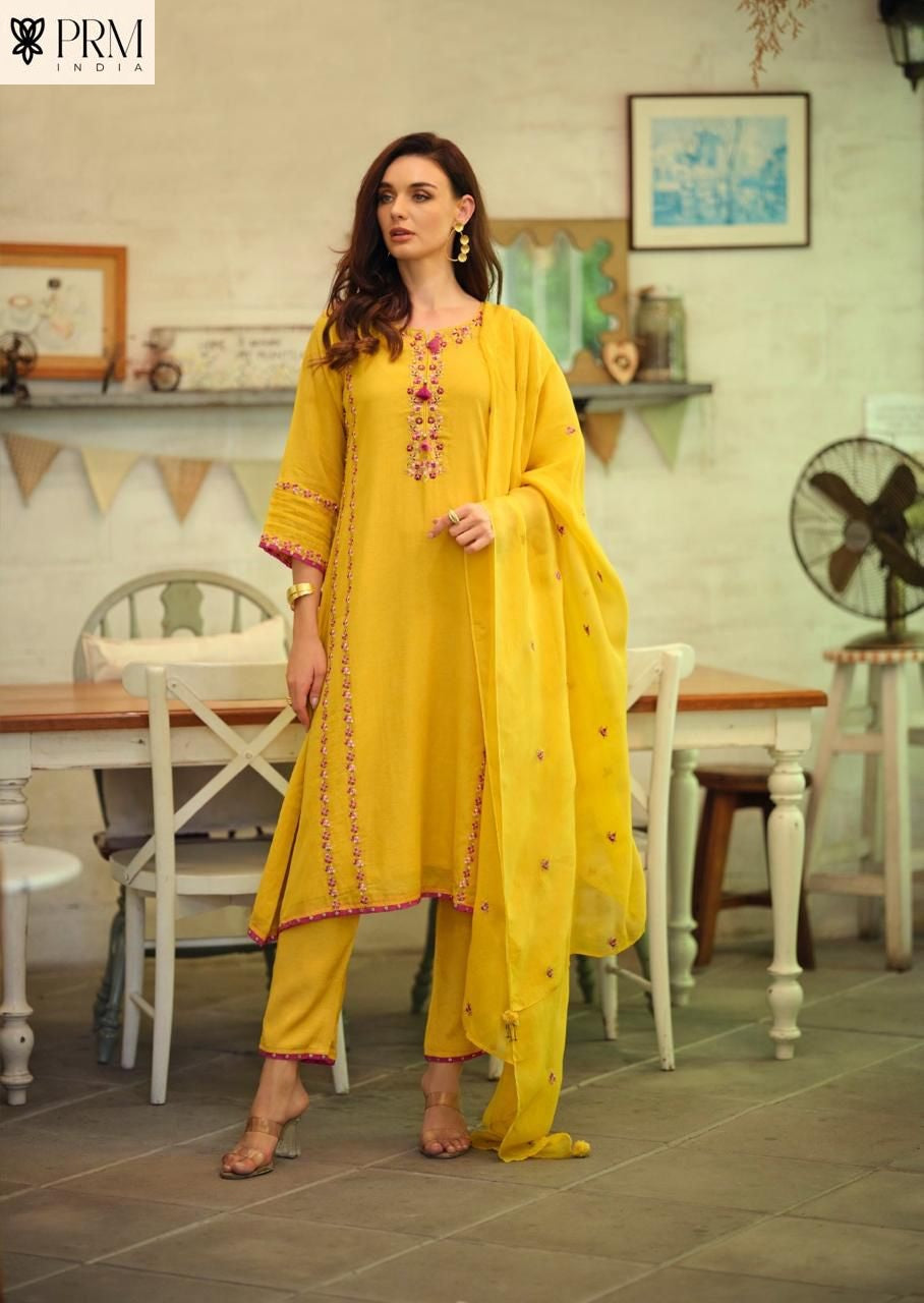 Poorva Prm India Mul Chanderi Readymade Pant Style Suits Exporter Gujarat