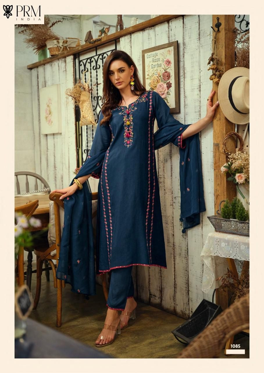 Poorva Prm India Mul Chanderi Readymade Pant Style Suits Exporter Gujarat
