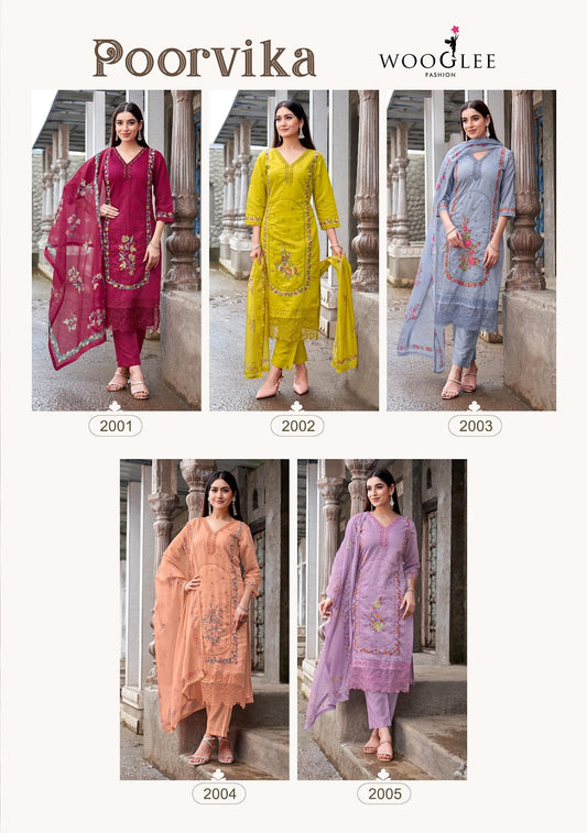 Poorvika Wooglee Chanderi Readymade Pant Style Suits Wholesaler India