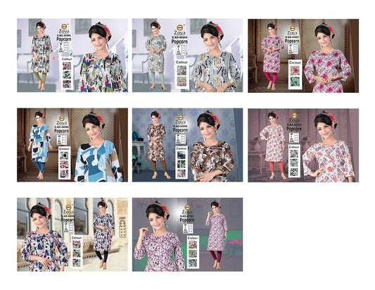 Popcorn Zoya Straight Cut Kurtis Wholesale Price