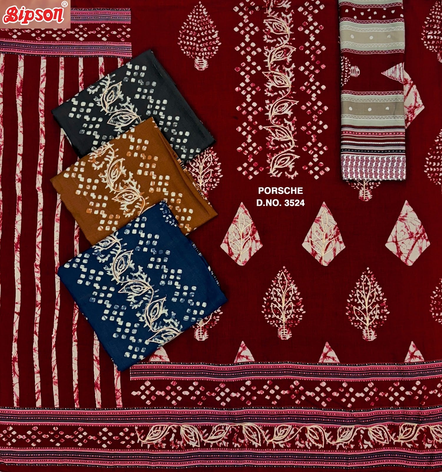 Porsche 3524 Bipson Prints Pashmina Suits Supplier