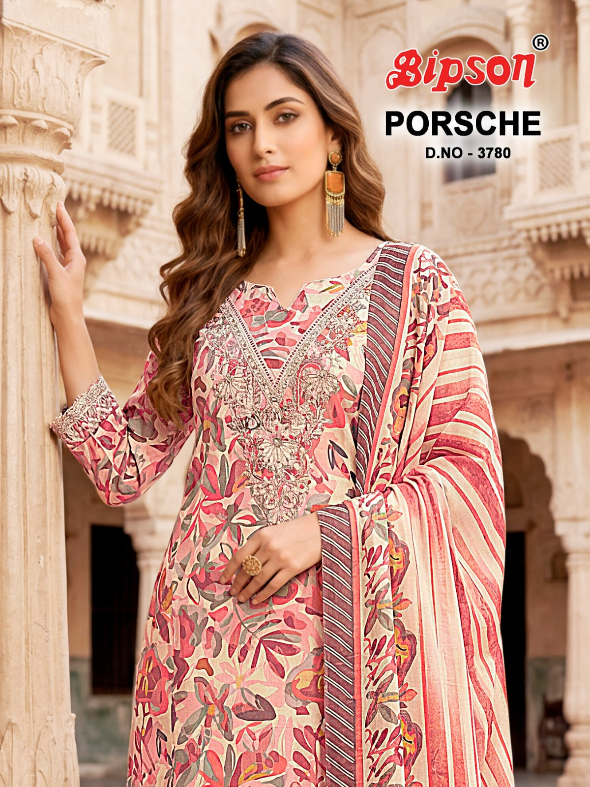 Porsche 3780-3805 Bipson Prints Muslin Pant Style Suits Supplier India