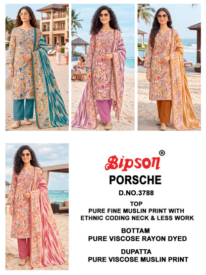 Porsche 3788 Bipson Prints Muslin Pant Style Suits Exporter