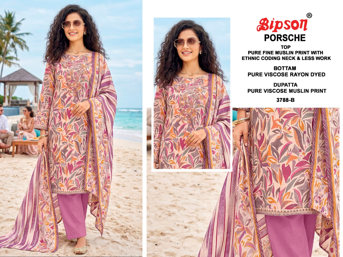 Porsche 3788 Bipson Prints Muslin Pant Style Suits Exporter