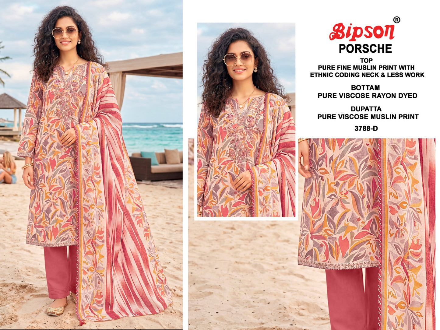 Porsche 3788 Bipson Prints Muslin Pant Style Suits Exporter