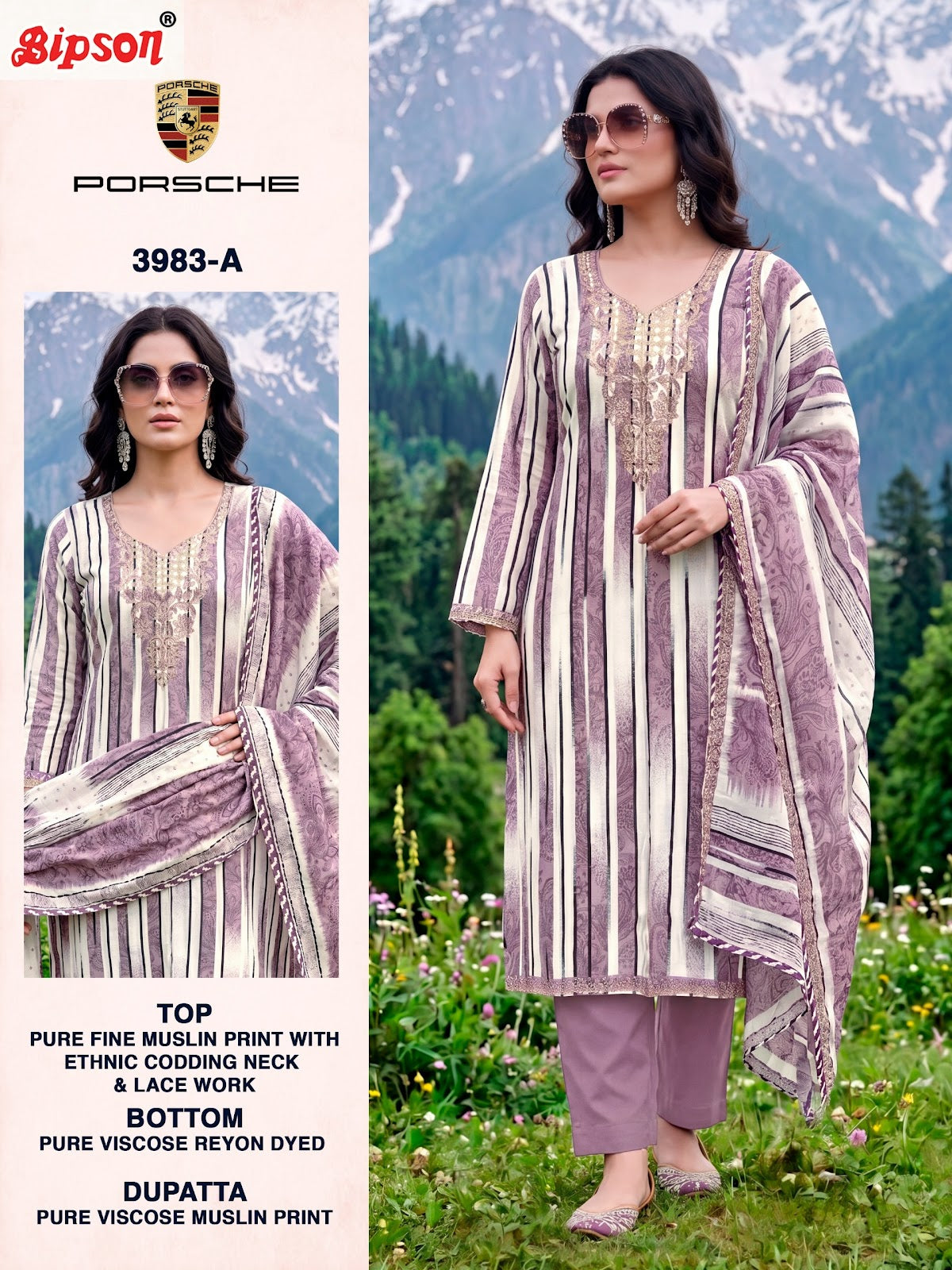 Porsche 3983 Bipson Prints Muslin Pant Style Suits Manufacturer Ahmedabad