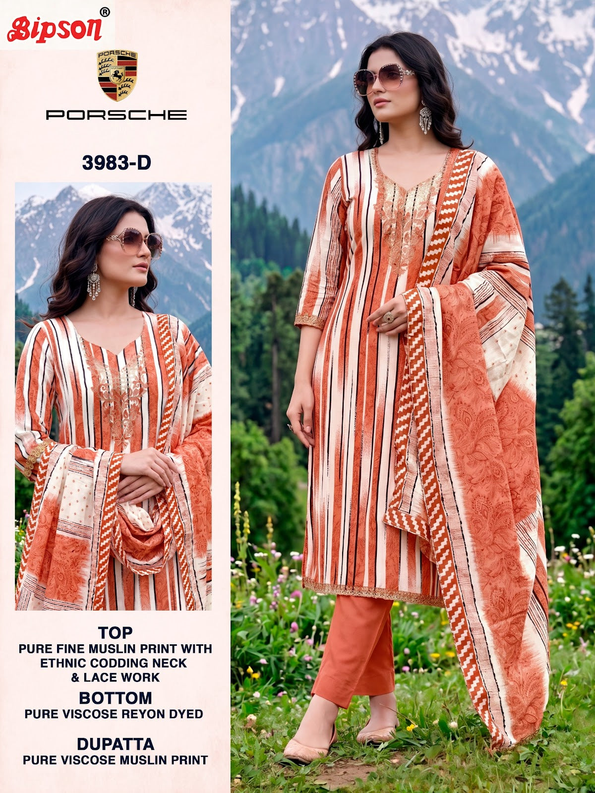 Porsche 3983 Bipson Prints Muslin Pant Style Suits Manufacturer Ahmedabad