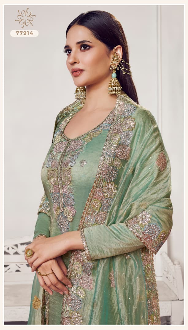 Poshak Kuleesh Vinay Fashion Llp Soft Silk Pant Style Suits Wholesale