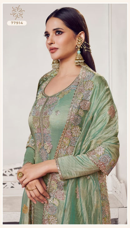 Poshak Kuleesh Vinay Fashion Llp Soft Silk Pant Style Suits Wholesale