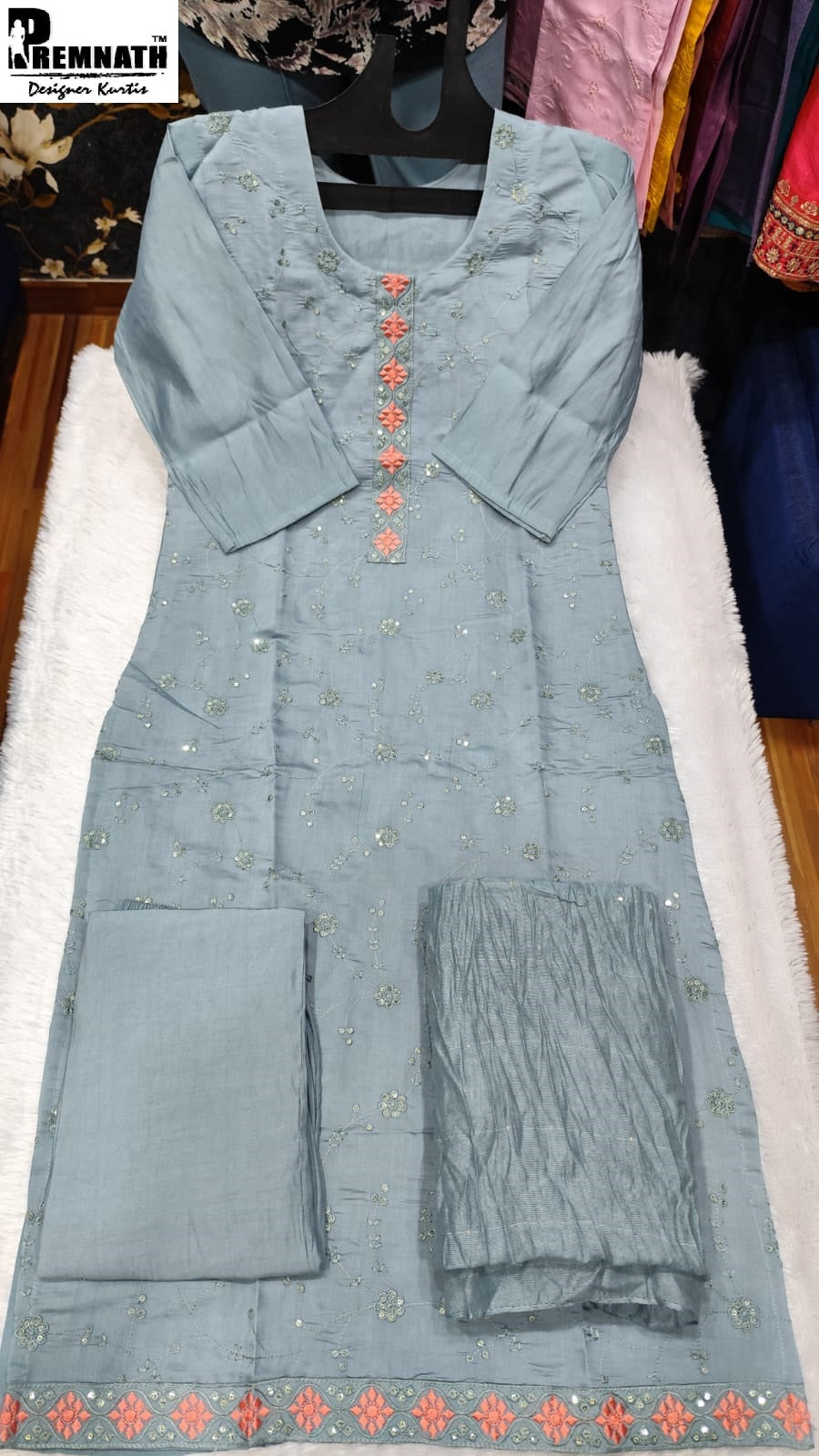 Poshak Premnath Roman Silk Readymade Pant Style Suits Manufacturer India