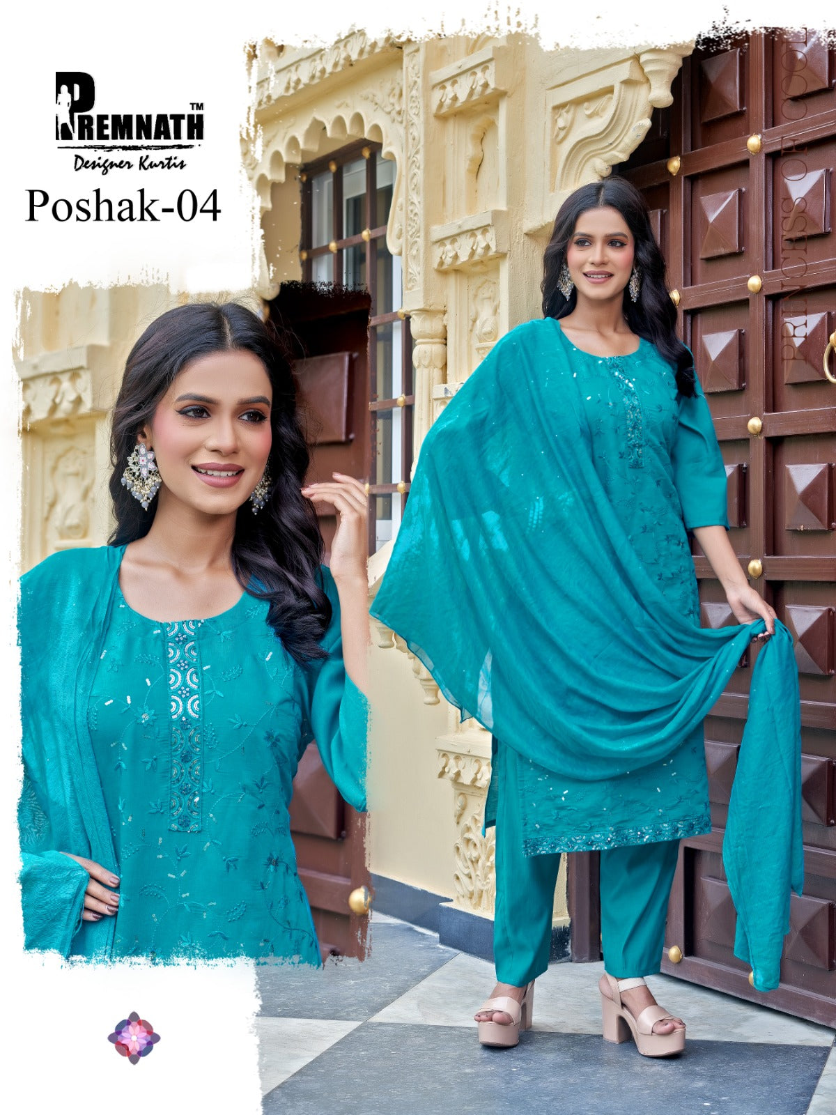 Poshak Premnath Roman Silk Readymade Pant Style Suits Manufacturer India