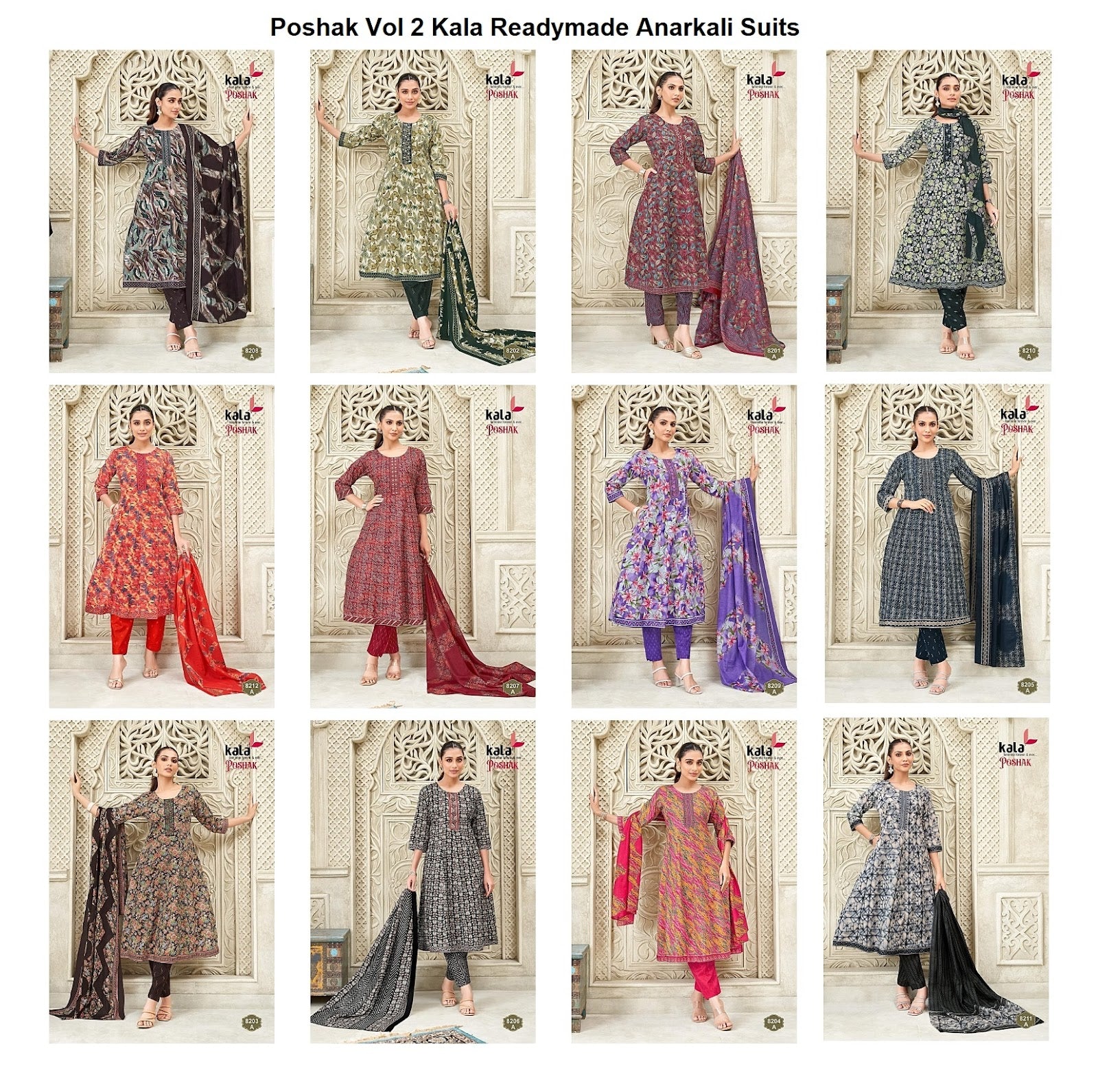 Poshak Vol 2 Kala Cotton Readymade Anarkali Suits Wholesale