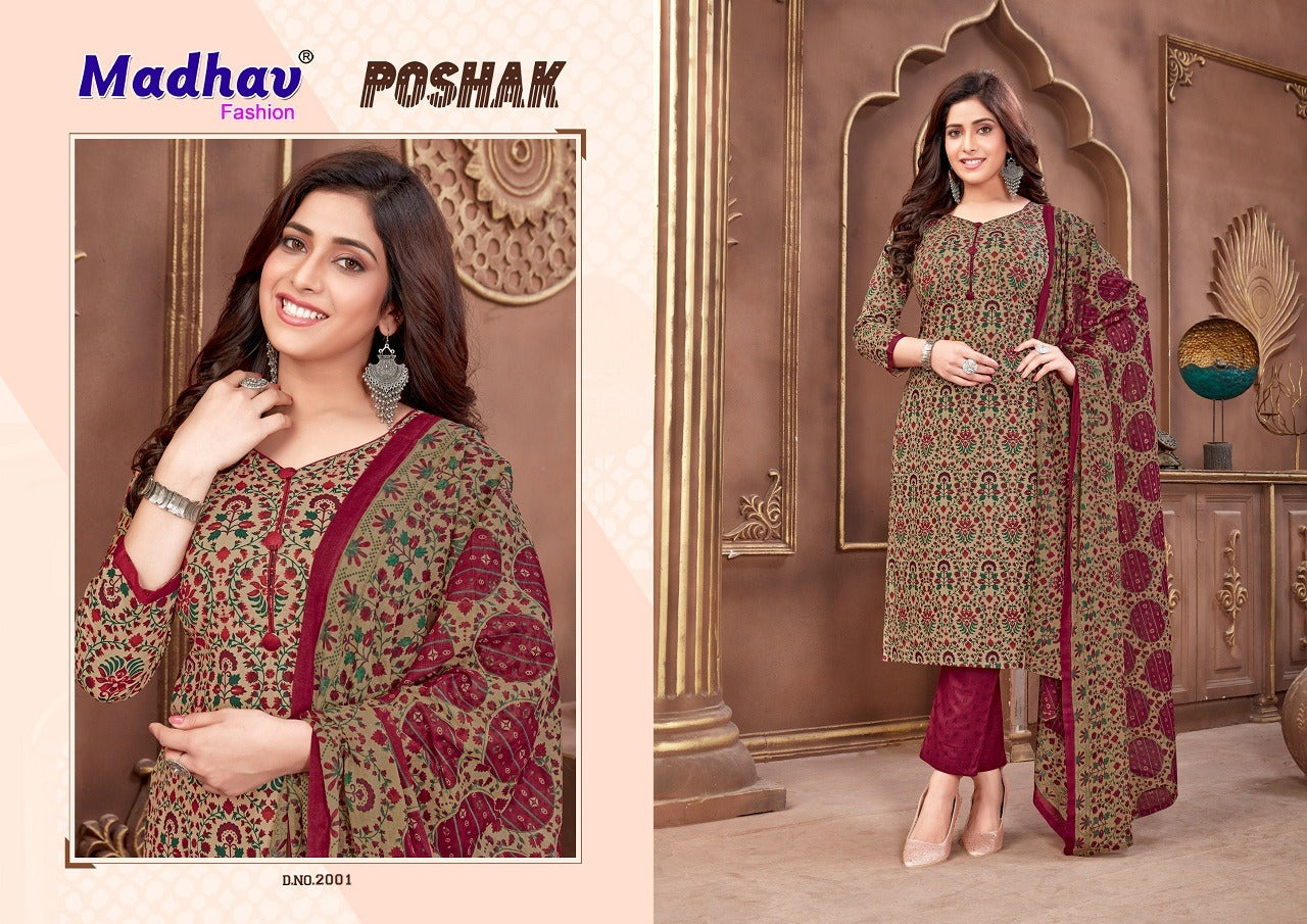 Poshak Vol 2 Madhav Fashion Cotton Readymade Pant Style Suits Exporter Ahmedabad