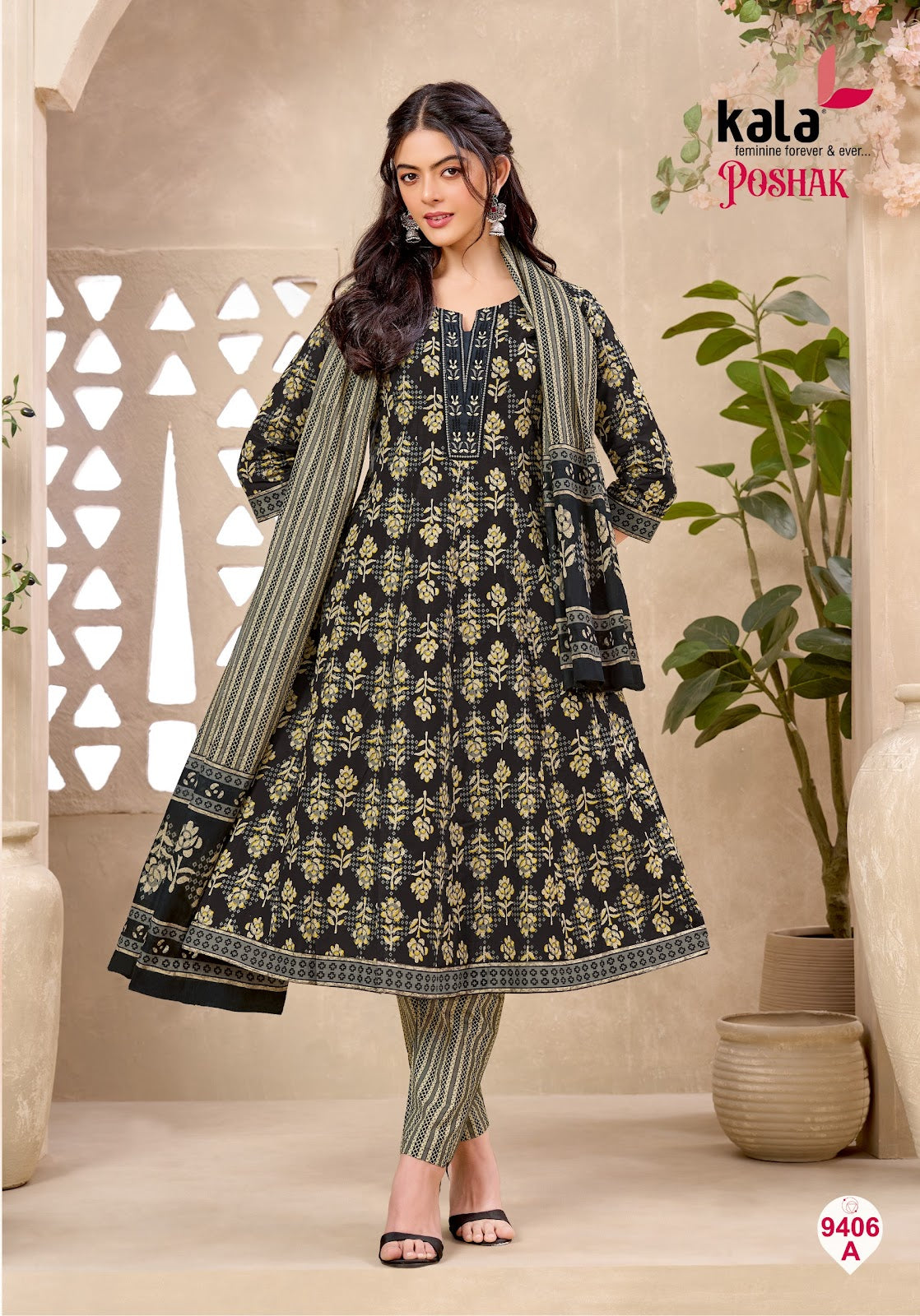 Poshak Vol 3 Kala Cotton Readymade Anarkali Suits Exporter Ahmedabad