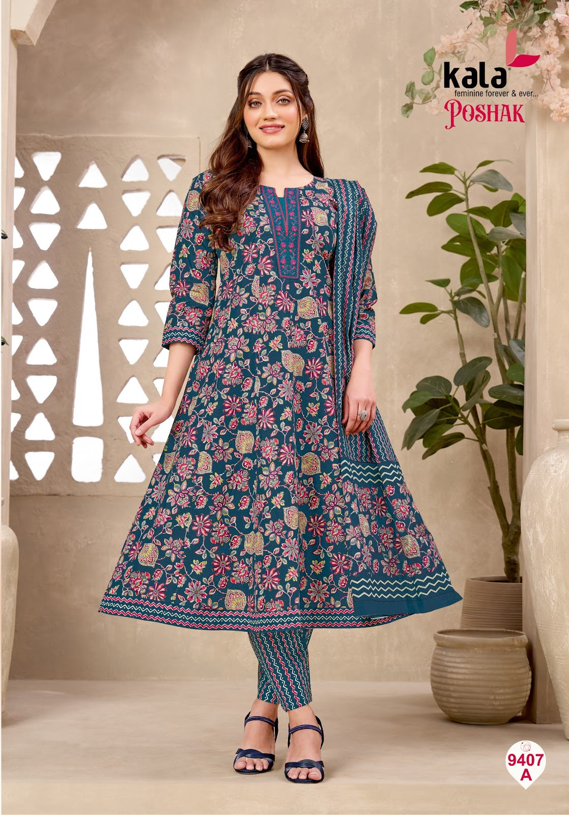 Poshak Vol 3 Kala Cotton Readymade Anarkali Suits Exporter Ahmedabad