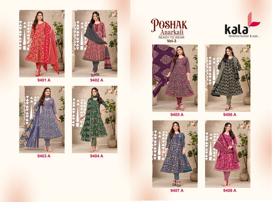 Poshak Vol 3 Kala Cotton Readymade Anarkali Suits Exporter Ahmedabad