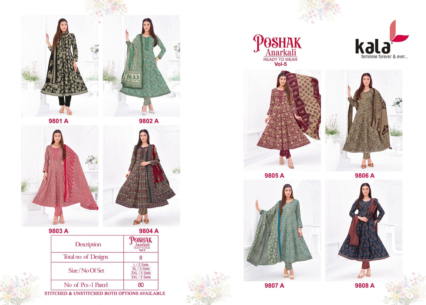 Poshak Vol 5 Kala Cotton Readymade Anarkali Suits Wholesaler India