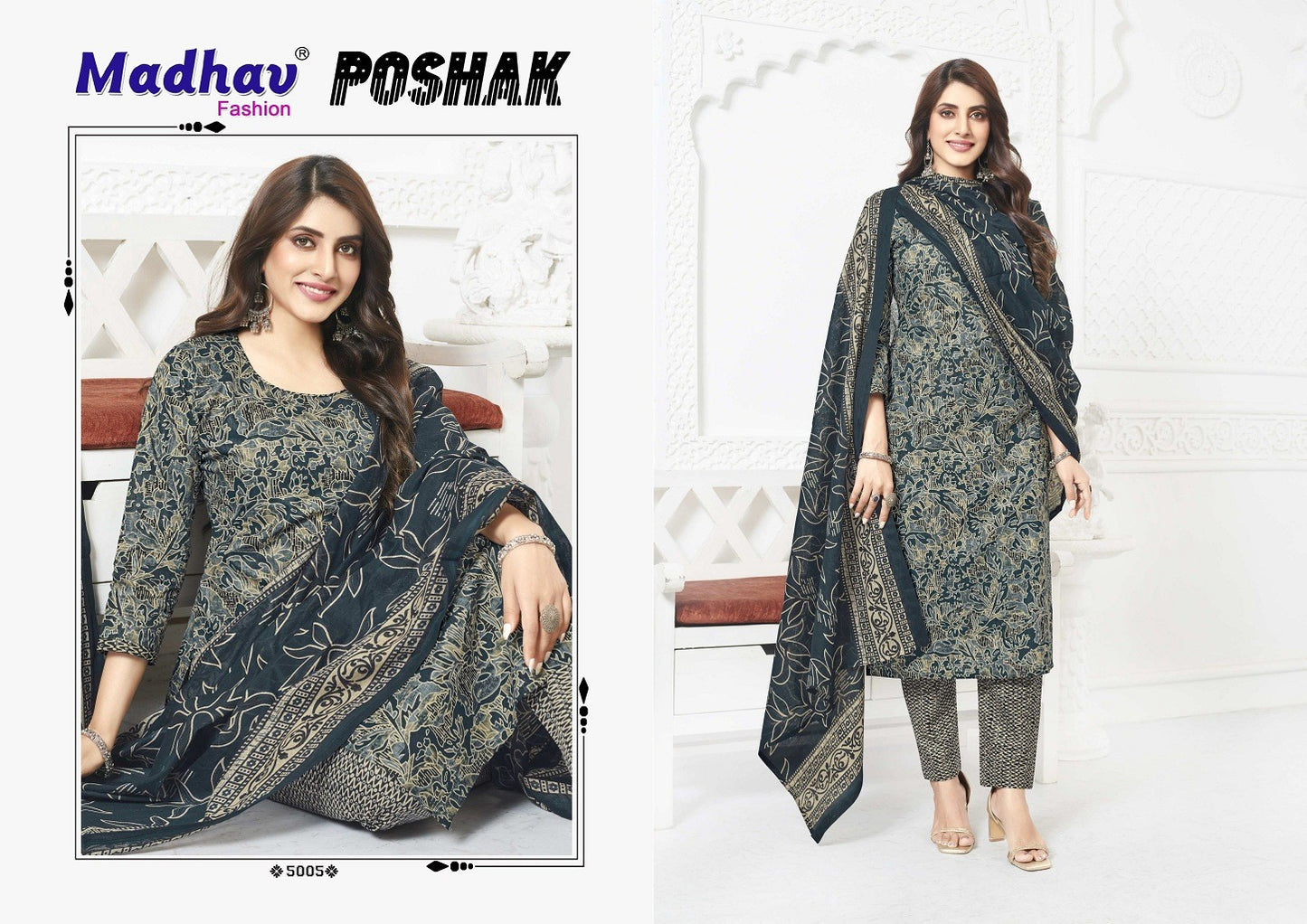 Poshak Vol 5 Madhav Fashion Readymade Cotton Pant Suits Manufacturer Ahmedabad