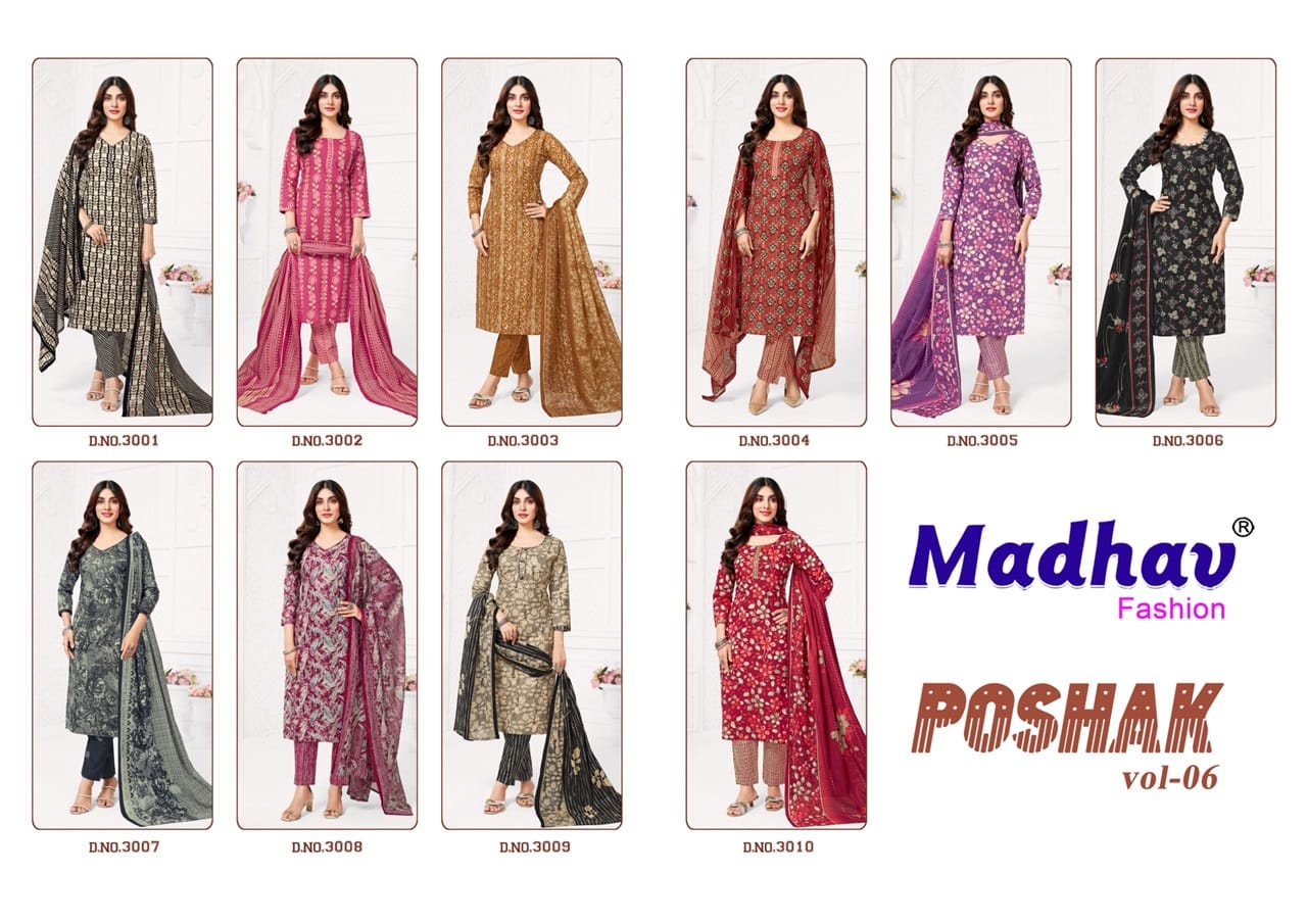 Poshak Vol 6 Madhav Fashion Readymade Cotton Pant Suits Supplier