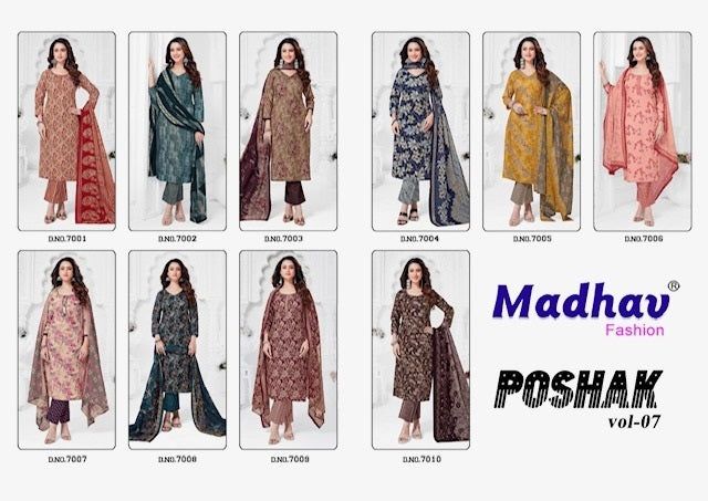 Poshak Vol 7 Madhav Fashion Pure Cotton Cotton Dress Material Wholesale