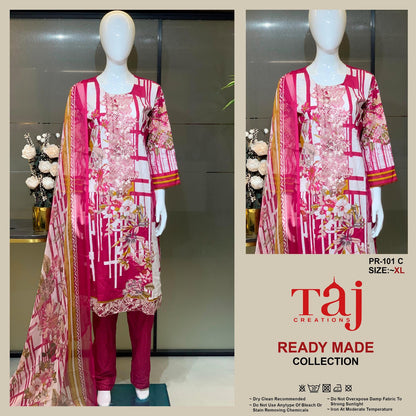 Pr 101 Taj Creations Pure Cotton Karachi Readymade Suits Exporter