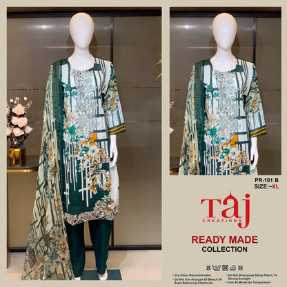 Pr 101 Taj Creations Pure Cotton Karachi Readymade Suits Exporter