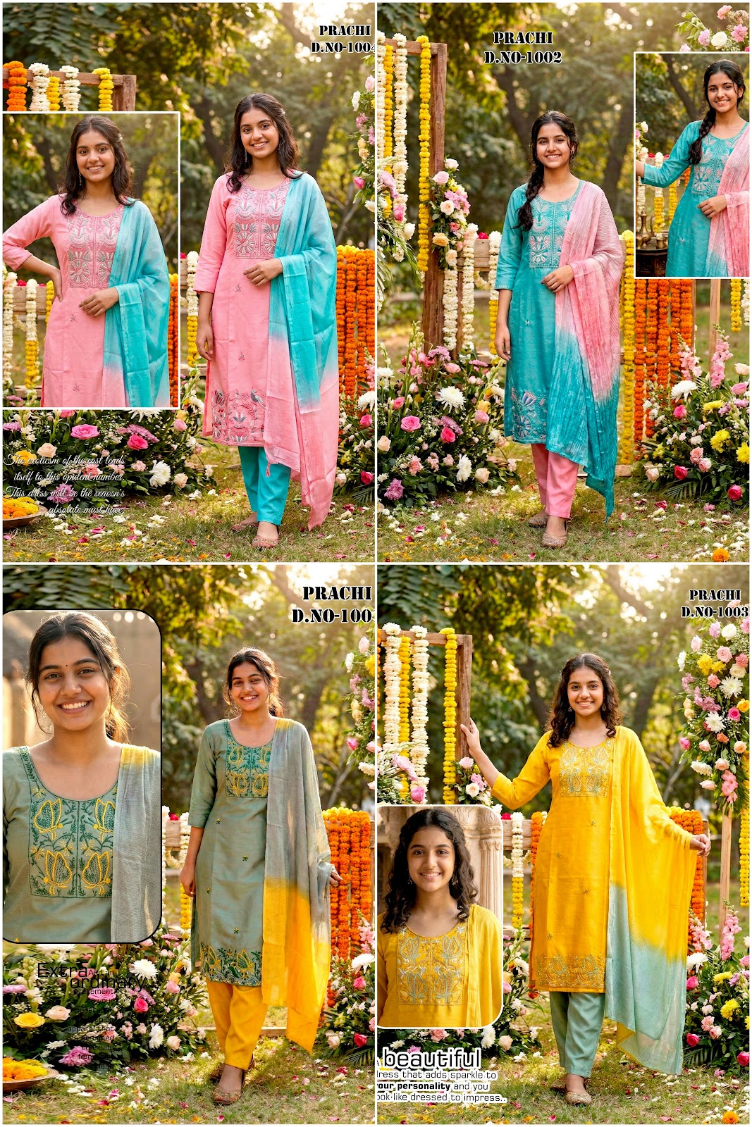 Prachi Keya Raashi Roman Silk Girls Readymade Pant Suits Wholesaler