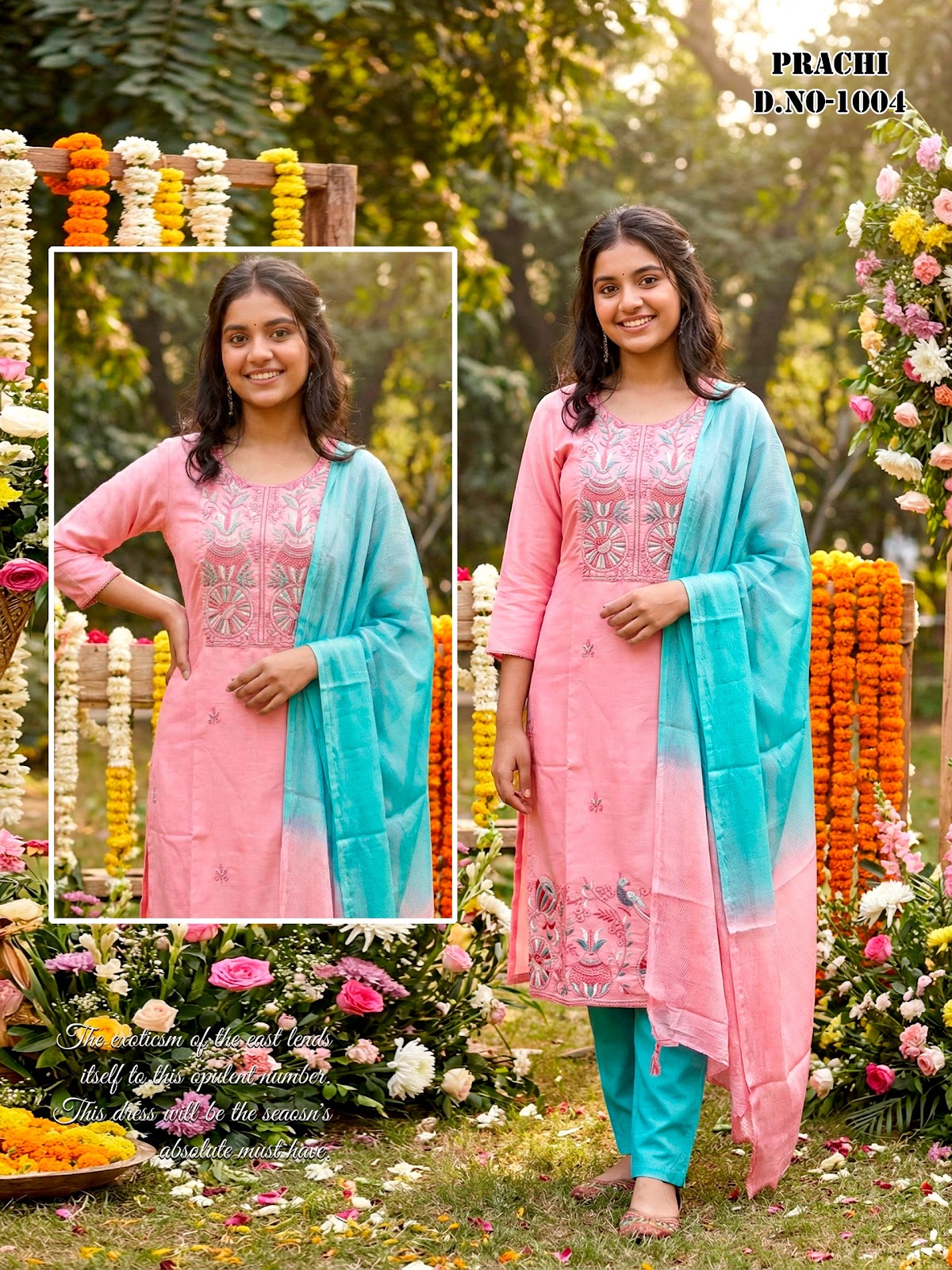 Prachi Keya Raashi Roman Silk Girls Readymade Pant Suits Wholesaler