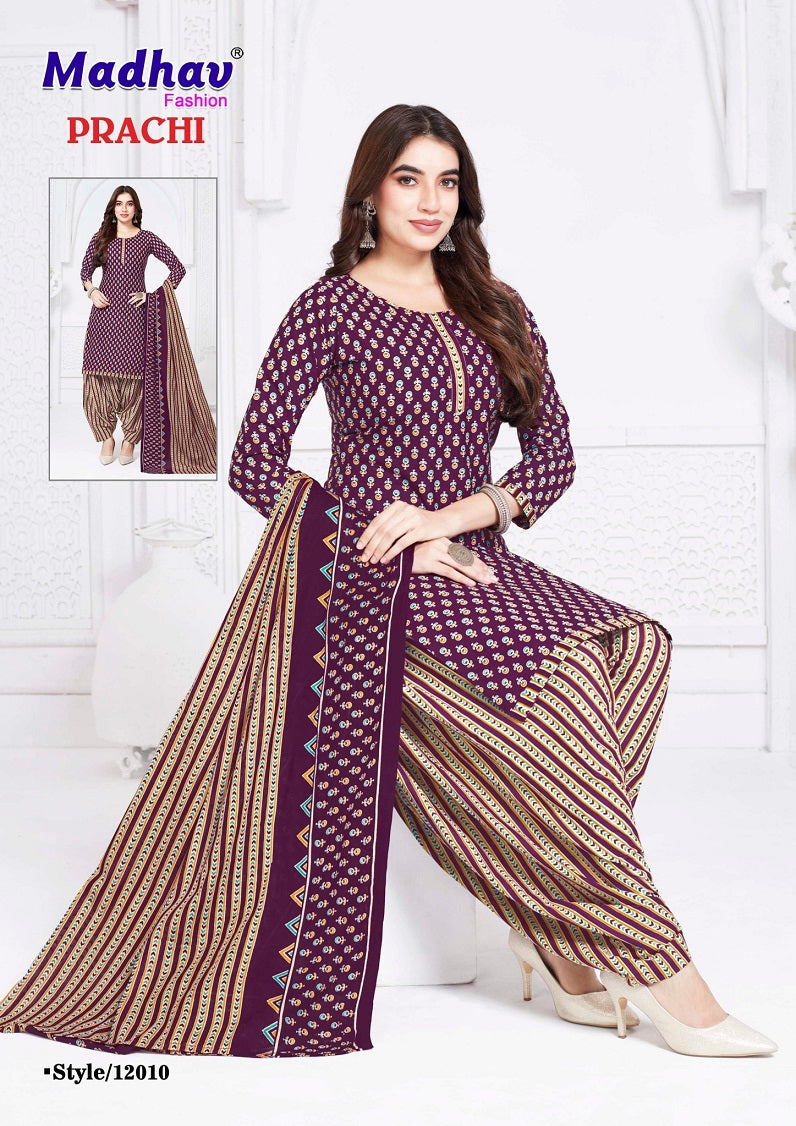 Prachi Vol 12 Madhav Fashion Readymade Cotton Patiyala Suits Supplier Ahmedabad