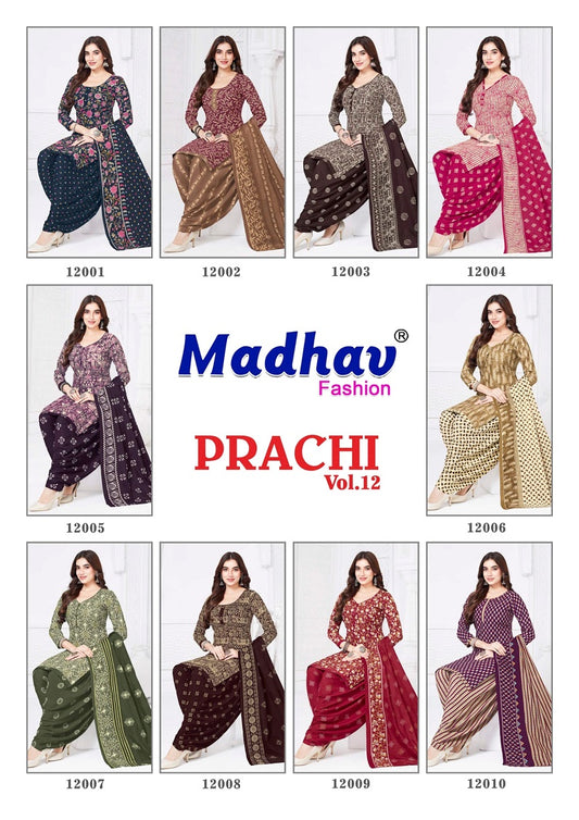 Prachi Vol 12 Madhav Fashion Readymade Cotton Patiyala Suits Supplier Ahmedabad