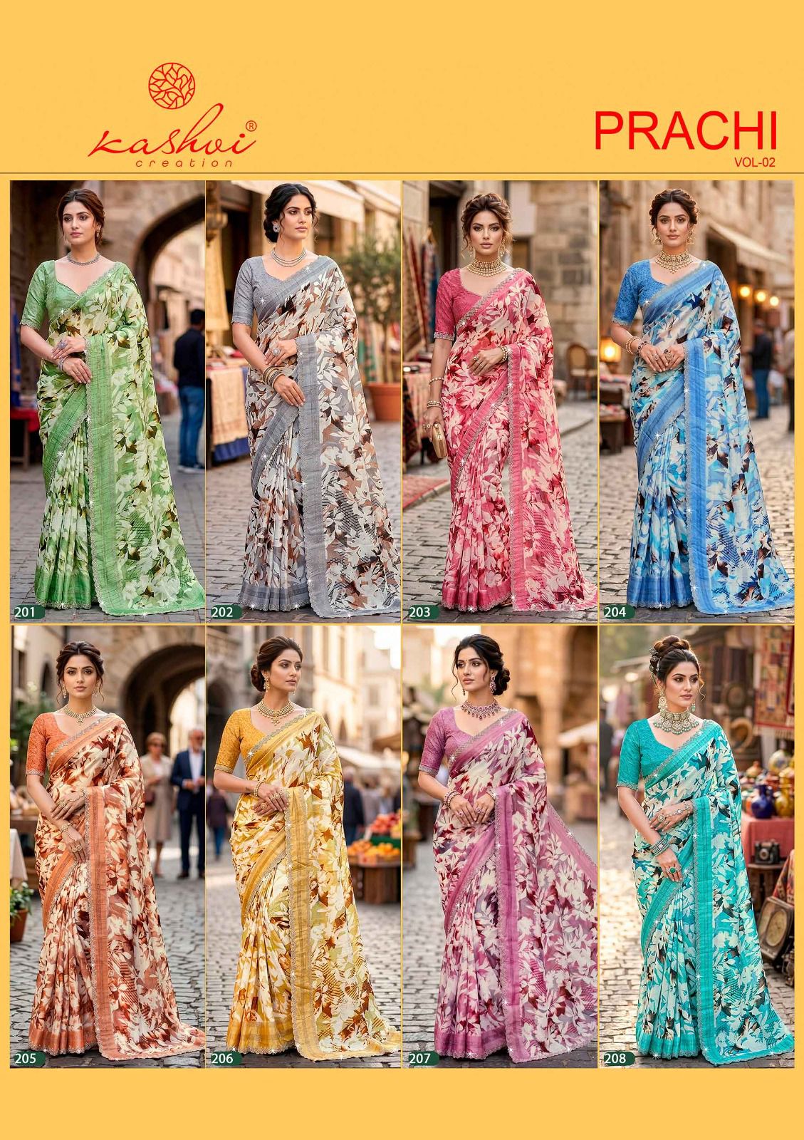Prachi Vol 2 Kashvi Creation Sarees Wholesaler Ahmedabad