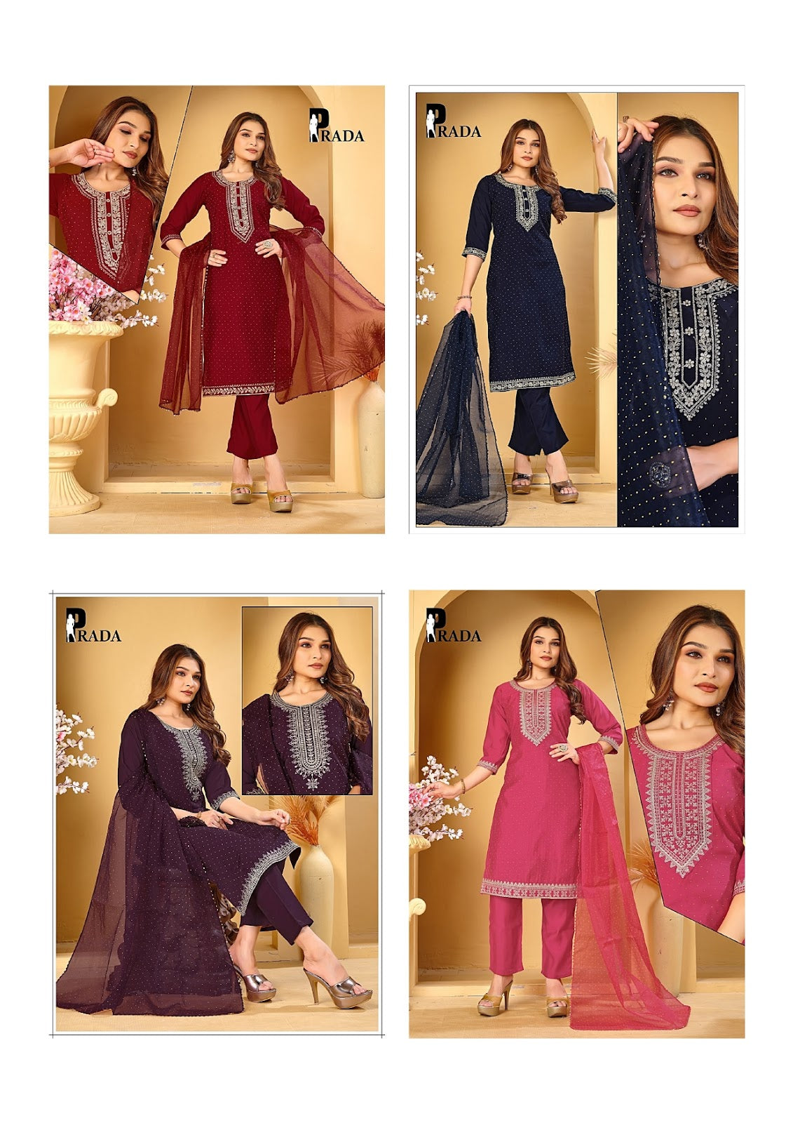 Prada Premnath Roman Silk Readymade Pant Style Suits Exporter Gujarat