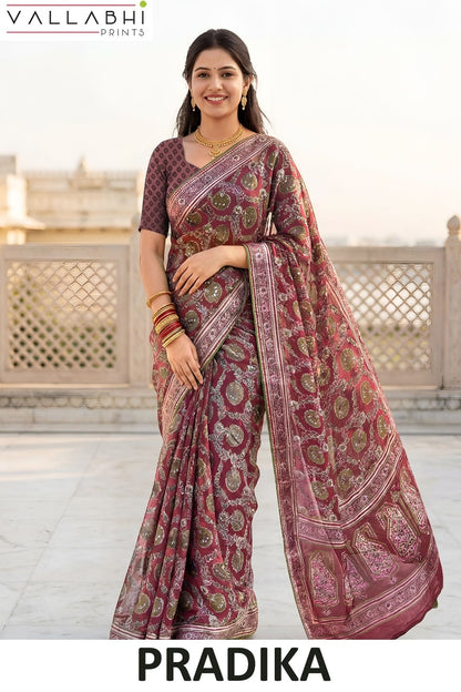Pradika Vallabhi Prints Brasso Sarees Supplier Gujarat