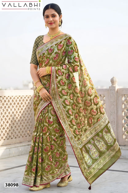 Pradika Vallabhi Prints Brasso Sarees Supplier Gujarat