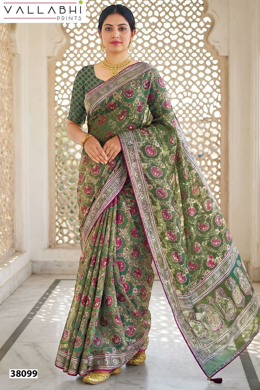 Pradika Vallabhi Prints Brasso Sarees Supplier Gujarat