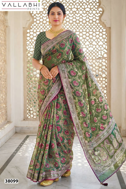Pradika Vallabhi Prints Brasso Sarees Supplier Gujarat