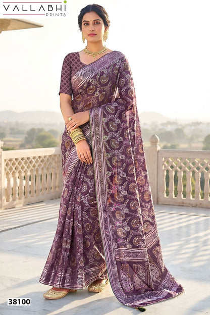 Pradika Vallabhi Prints Brasso Sarees Supplier Gujarat