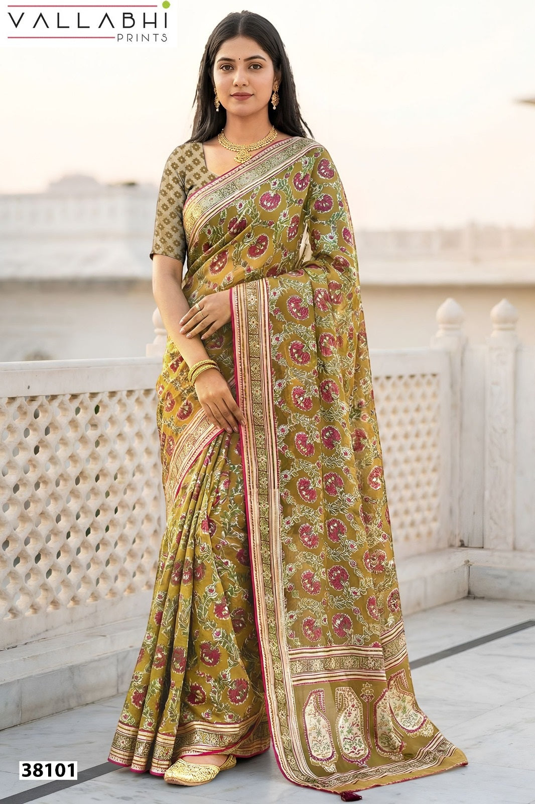 Pradika Vallabhi Prints Brasso Sarees Supplier Gujarat