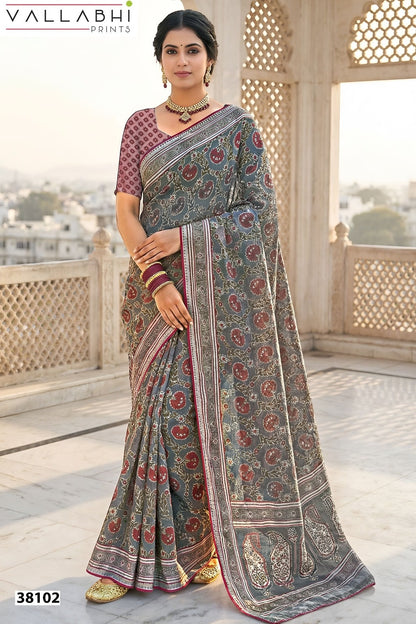 Pradika Vallabhi Prints Brasso Sarees Supplier Gujarat