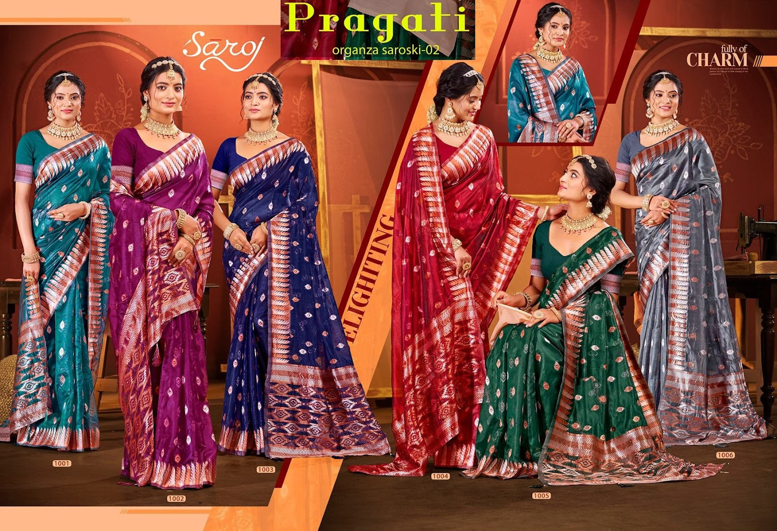 Pragati Organza Saroski Saroj Soft Organza Sarees Supplier
