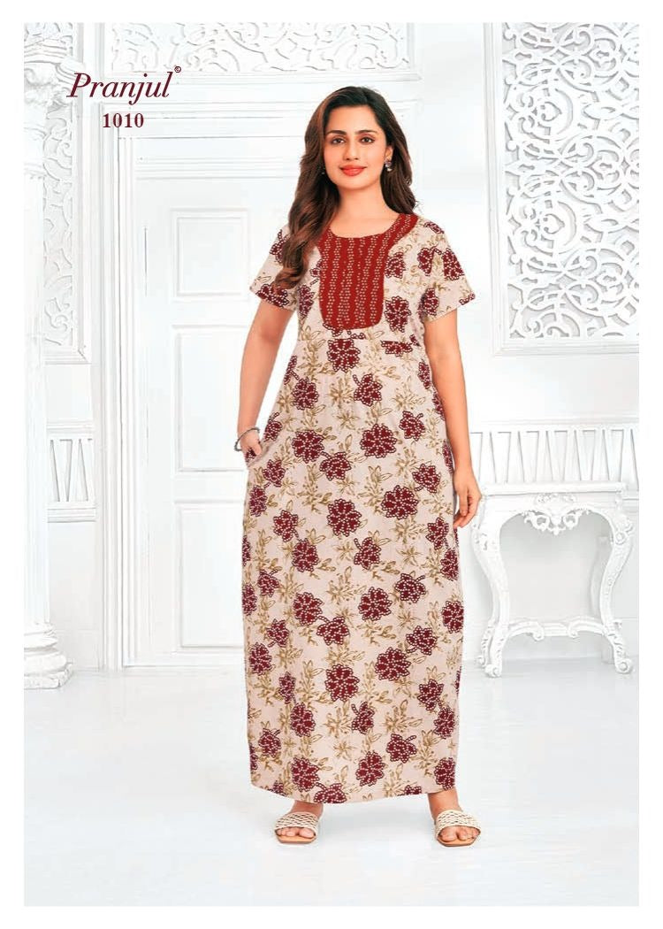 Pragati Vol 10 Pranjul Cotton Night Gowns Wholesale Price