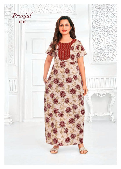 Pragati Vol 10 Pranjul Cotton Night Gowns Wholesale Price
