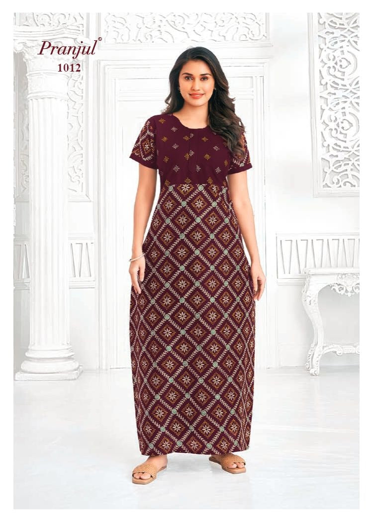 Pragati Vol 10 Pranjul Cotton Night Gowns Wholesale Price