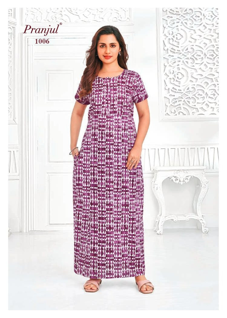 Pragati Vol 10 Pranjul Cotton Night Gowns Wholesale Price