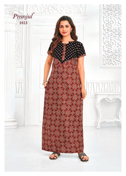 Pragati Vol 10 Pranjul Cotton Night Gowns Wholesale Price